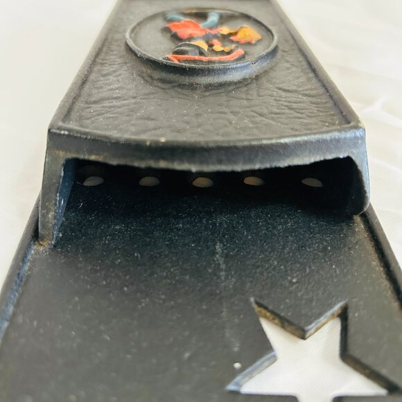 Vintage Black Cast Iron Fireplace Hearth Match Holder Cut Out Stars wall mount - Picture 14 of 16